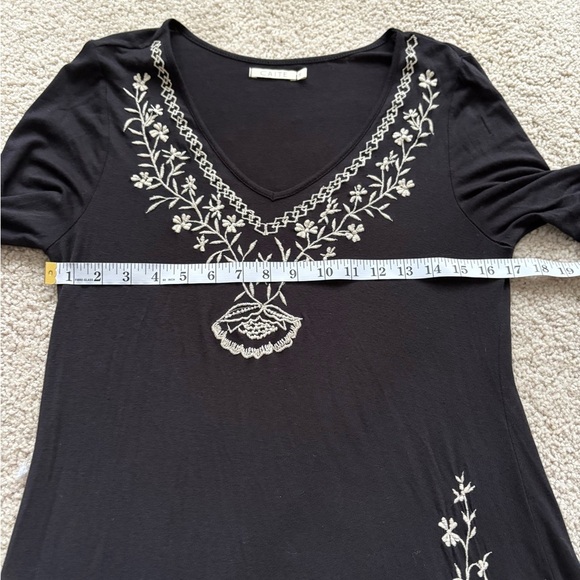 Y2K Boho Vintage Bell Long Sleeve Black Embroidered Dress Tunic Size Medium - Picture 13 of 15